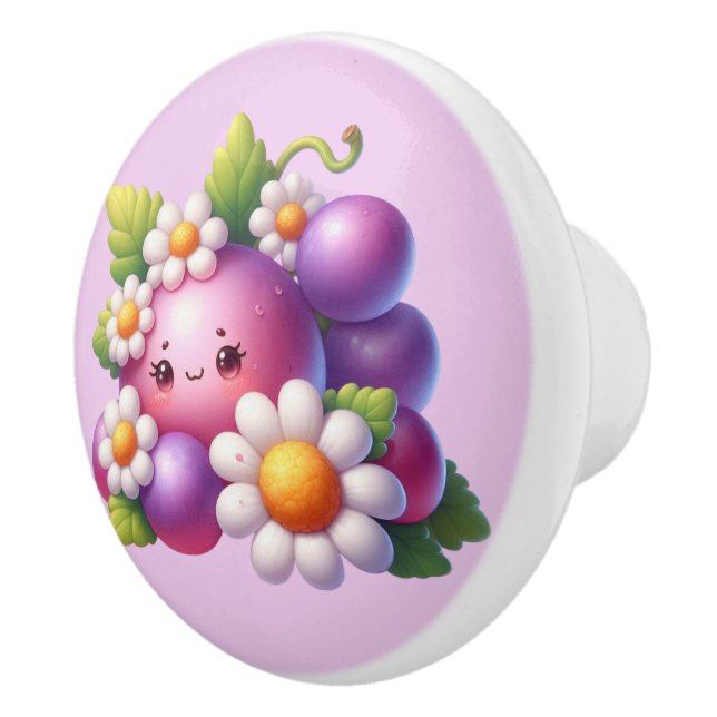 Cute grapes and flowers kitchen ceramic knob (Right)