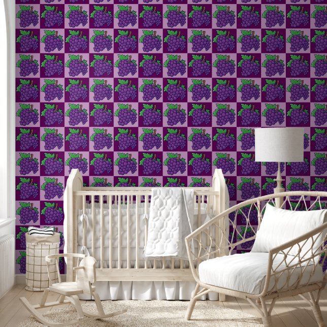 Cute Grapes Fruit Pattern Wallpaper (Kids)
