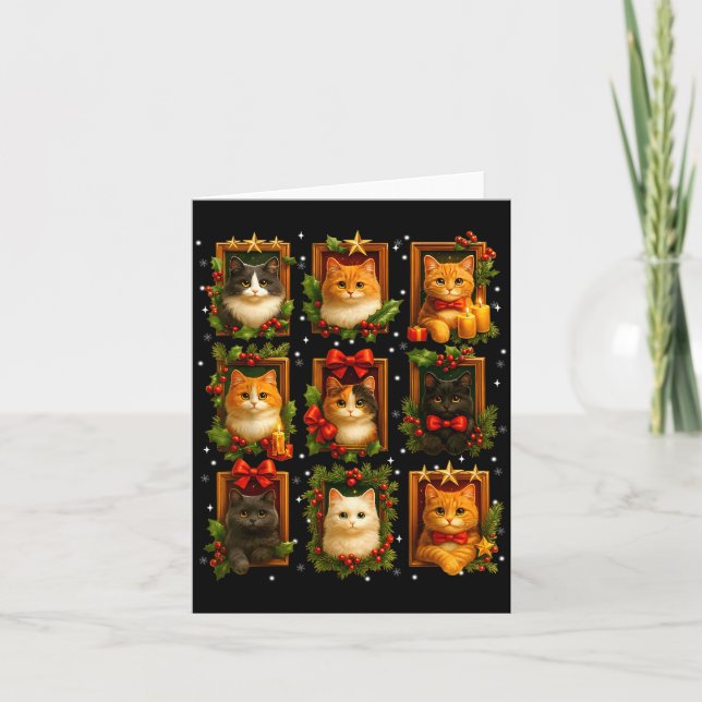 Cute Graphic Cat Crew Christmas Xmas Women Girl Ki Card (Front)