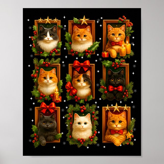 Cute Graphic Cat Crew Christmas Xmas Women Girl Ki Poster (Front)