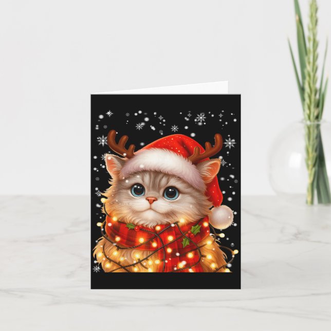 Cute Graphic Cat Pajamas Pjs Christmas Xmas Women  Card (Front)
