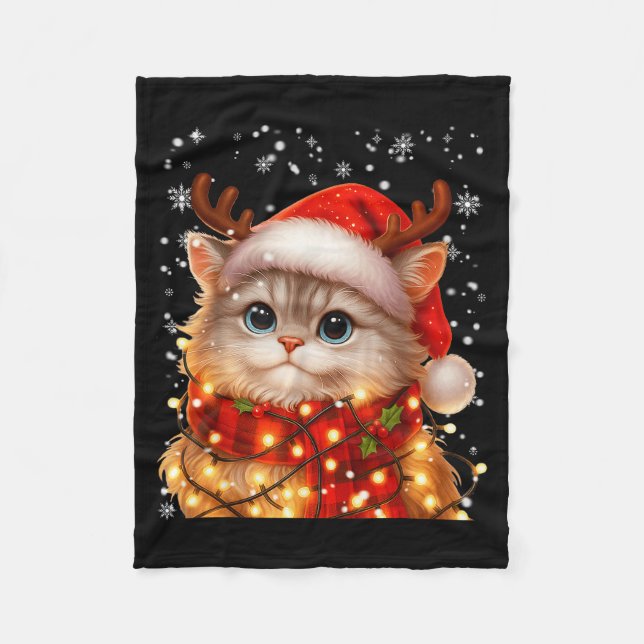 Cute Graphic Cat Pajamas Pjs Christmas Xmas Women  Fleece Blanket (Front)