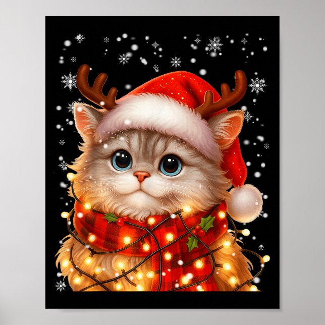 Cute Graphic Cat Pajamas Pjs Christmas Xmas Women  Poster (Front)
