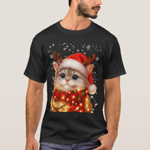 Cute Graphic Cat Pajamas Pjs Christmas Xmas Women T-Shirt