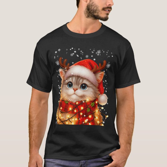 Cute Graphic Cat Pajamas Pjs Christmas Xmas Women  T-Shirt (Front)