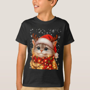 Cute Graphic Cat Pajamas Pjs Christmas Xmas Women T-Shirt