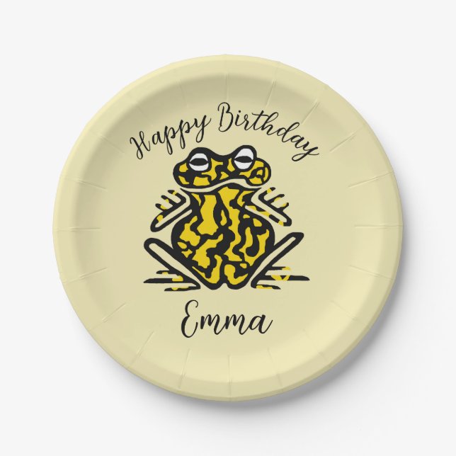 Cute graphic  FROG -  Party animal - wildlife Paper Plate (Front)