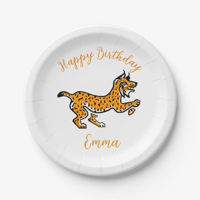 Cute graphic  LYNX  - Wildlife - Party Paper Plate (Front)