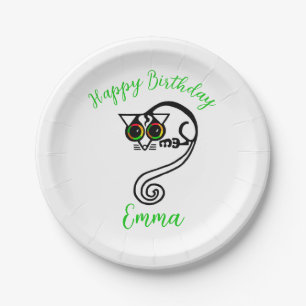Cute graphic POSSUM - Happy Birthday- Party Paper Plate