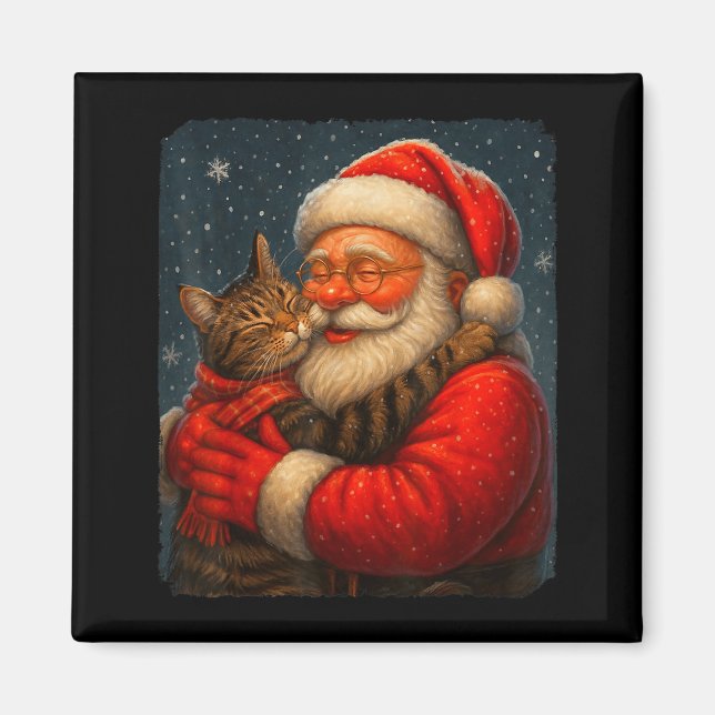 Cute Graphic Santa Hug Cat Christmas Xmas Women Me Magnet (Front)