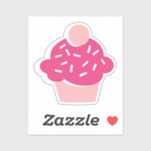 Cute Graphic Style Pink Cupcake Scrapbook Sticker