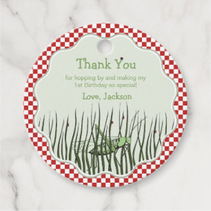 Cute Grasshopper Red Chequered Thank You Favour Tags