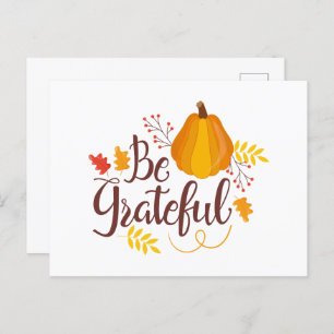 cute grateful Thanksgiving word art Postcard