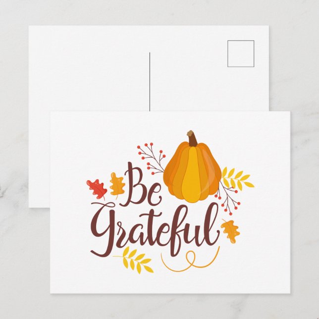 cute grateful Thanksgiving word art  Postcard (Front/Back)