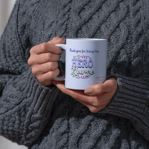 Cute Gratitude Nurse Blues Typography PERSONALIZE Bone China Mug