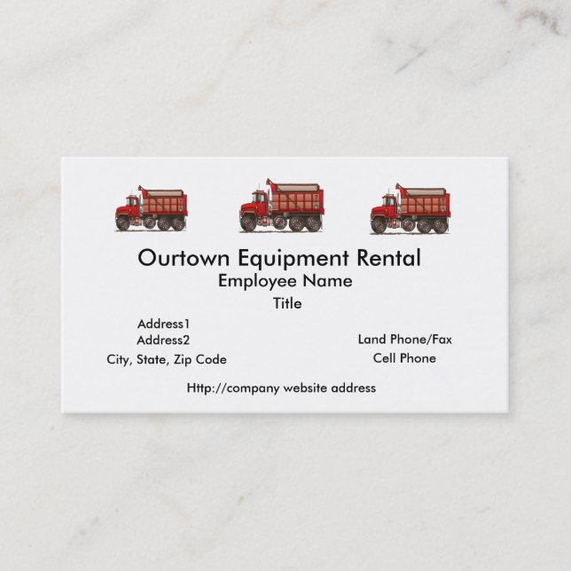 Cute Gravel Dump Truck Business Card (Front)
