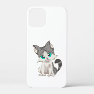 CUTE GRAY AND BEIGE LITTLE KITTEN WITH BLUE EYES iPhone 12 MINI CASE