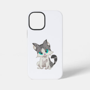CUTE GRAY AND BEIGE LITTLE KITTEN WITH BLUE EYES iPhone 12 MINI CASE