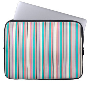 Cute gray aqua stripes laptop sleeve