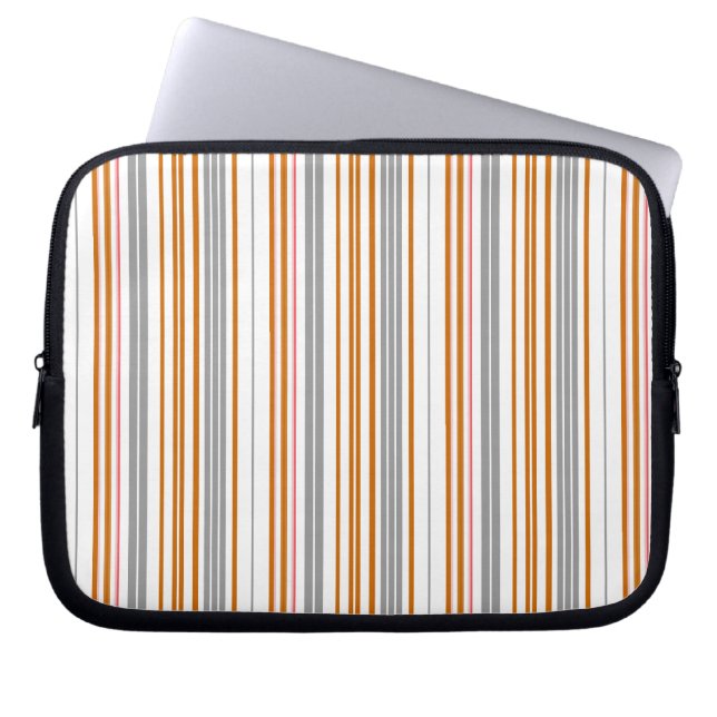 Cute gray brown stripes laptop sleeve (Front)