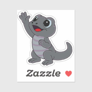 Cute Gray Cartoon Lizard for Water Bottle