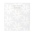 Cute Gray Daisy Floral Notepad