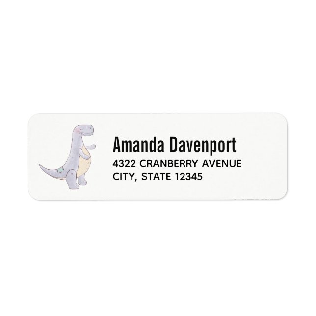 Cute Gray Dinosaur Toy Watercolor  (Front)