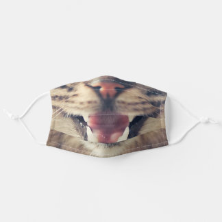 Cute Gray Realistic Tabby Cat Mouth with Teeth Cloth Face Mask