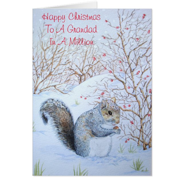 cute gray squirrel snow scene with grandad verse (Front)