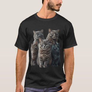Cute Gray Tabby Cats Family Portrait  T-Shirt