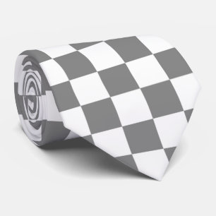 cute gray white check pattern neck tie