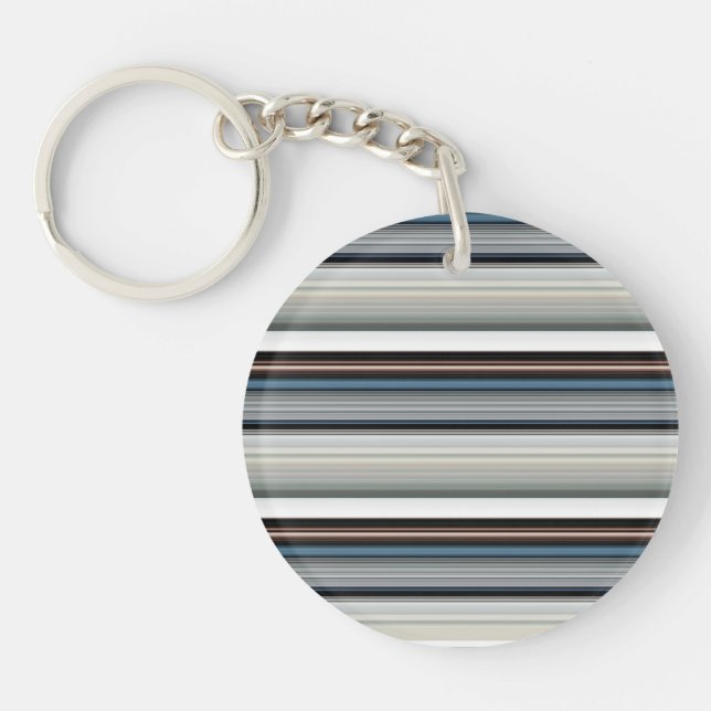Cute gray white stripes key ring (Front)