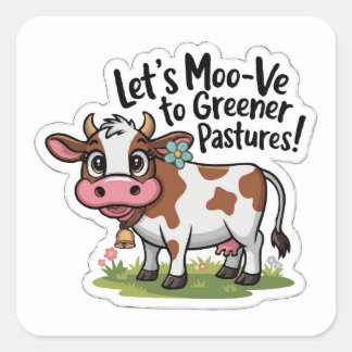 Cute Grazing Cow Sticker | Funny Farm Pun
