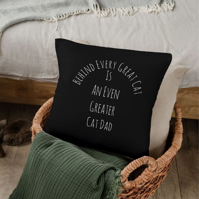 Cute Great Cat Dad Quote Gift White Black Template Cushion (Creator Uploaded)