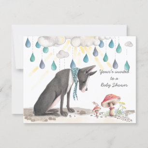Cute great dane and mouse baby shower invitation