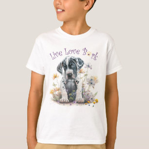 Cute Great Dane Dog Floral T-Shirt