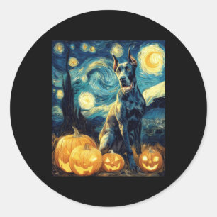 Cute Great Dane Dog Halloween Jack O Lantern Pumpk Classic Round Sticker