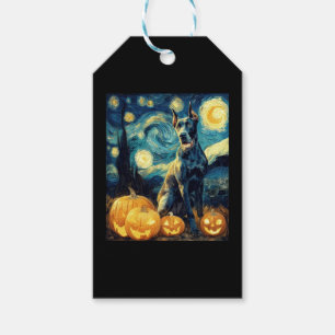 Cute Great Dane Dog Halloween Jack O Lantern Pumpk Gift Tags
