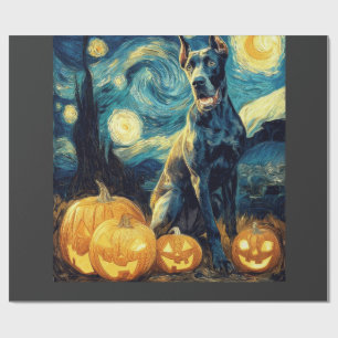 Cute Great Dane Dog Halloween Jack O Lantern Pumpk Wrapping Paper