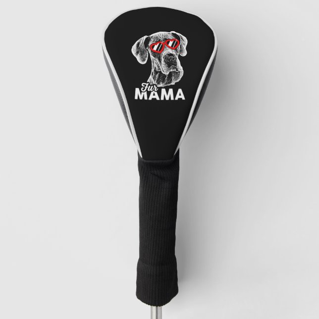 Cute Great Dane Fur Mama Golf Head Cover (Front)