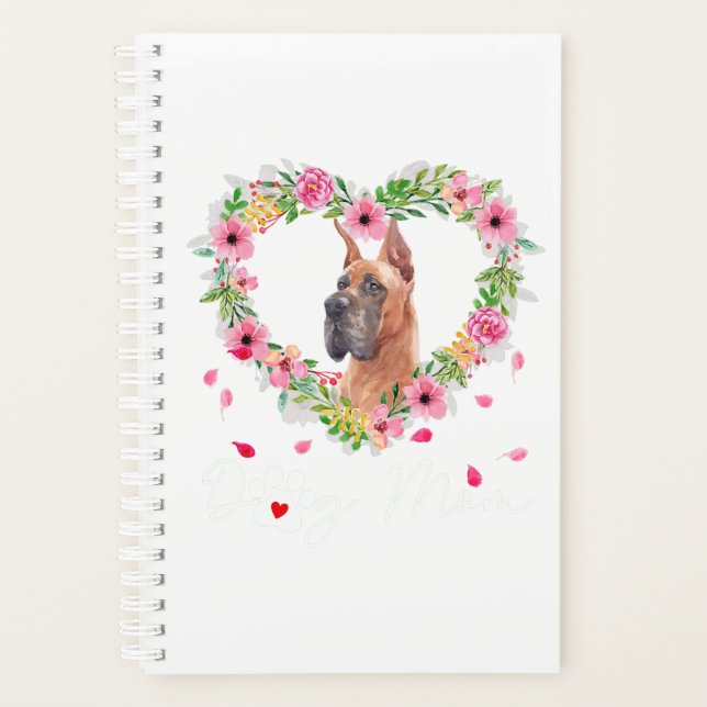 Cute Great Dane Mum Flower Dog Lover Gifts T-Shirt Planner (Front)