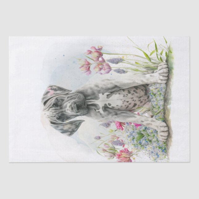 Cute Great Dane Puppy Dog Tissue Paper (Front)