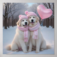 Cute Great Pyrenees in winter