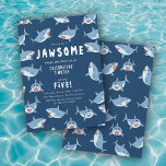 Cute Great White Sharks Ocean Birthday Party Invitation<br><div class="desc">A cute great white sharks ocean pattern. An adorable shark pattern featuring illustrations of cartoon sharks with different face expressions. This great white shark design is ideal for anyone who loves sharks, sea creatures, ocean and marine animals. An adorable shark design perfect for kids and adults. Perfect for Shark themed...</div>