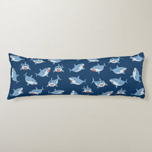 Cute Great White Sharks Ocean Pattern Body Cushion
