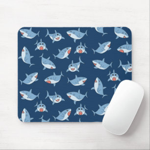 Cute Great White Sharks Ocean Pattern Mouse Mat