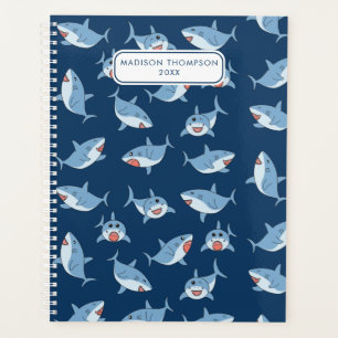 Cute Great White Sharks Ocean Pattern Planner