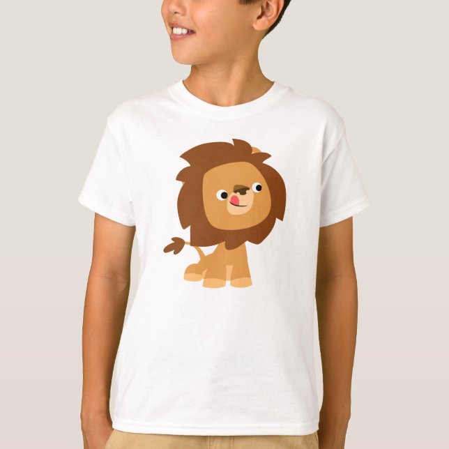Cute Greedy Cartoon Lion Children T-Shirt (Front)