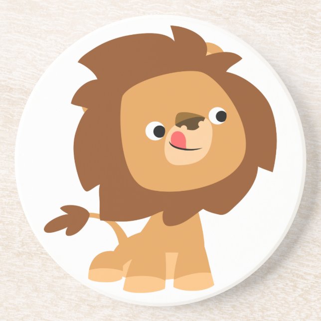 Cute Greedy Cartoon Lion Coaster (Front)