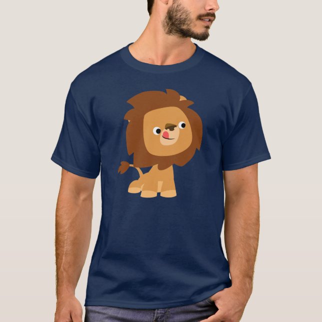 Cute Greedy Cartoon Lion T-Shirt (Front)
